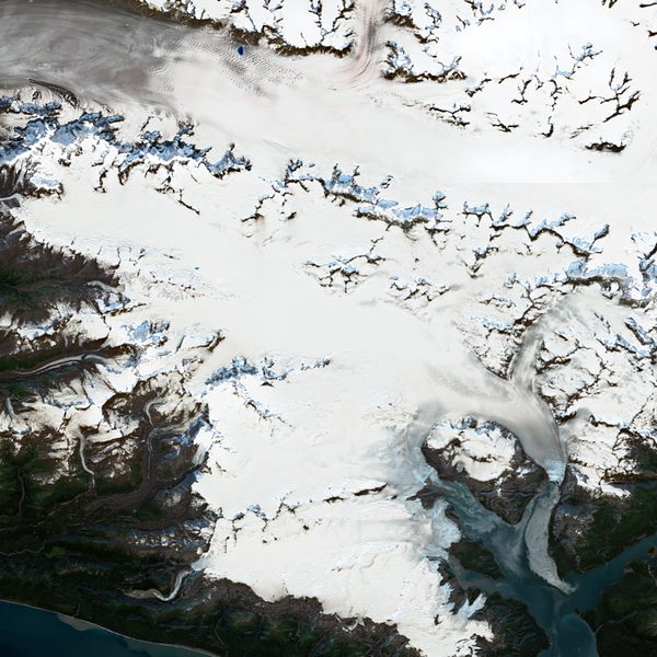 Satellite view of Yahtse Glacier