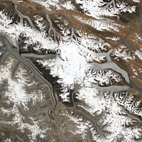 Satellite view of Siachen Glacier
