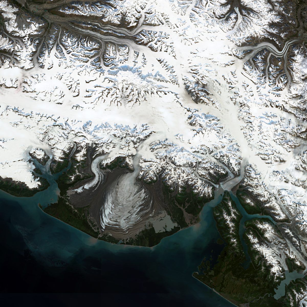 Satellite view of Seward Glacier, 13 September 2026